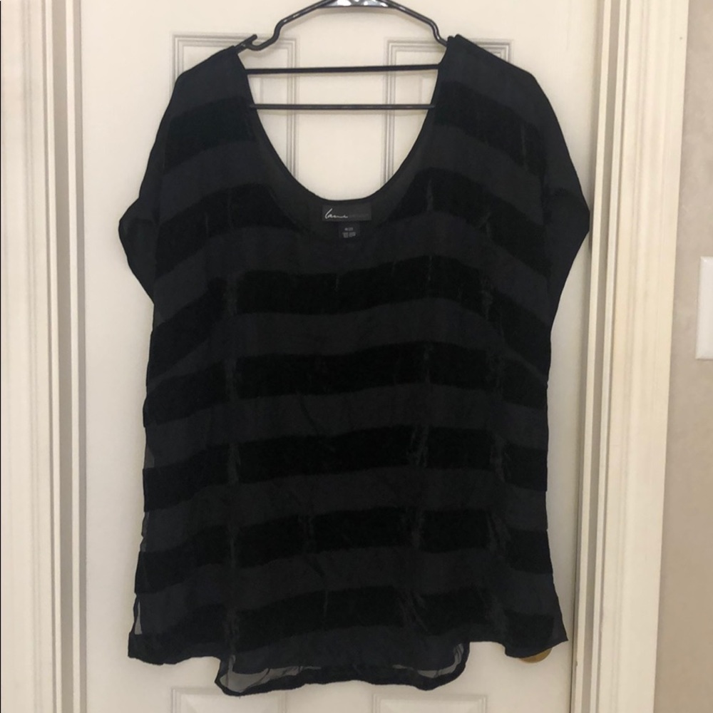 Lane Bryant black top with velvet - Picture 5 of 7